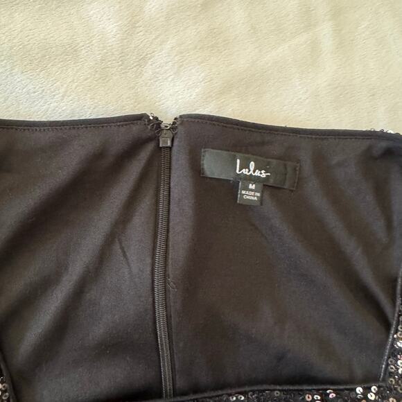 Lulus Festive Mood Black Sequin Long Sleeve Mini Dress M - Picture 5 of 7